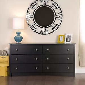 Sonoma 6 Drawer Wood Double Dresser for Bedroom Clothes Jeans shirts Black New - Picture 1 of 8