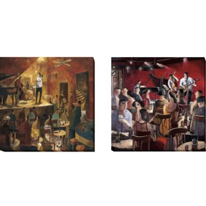 Red Jazz & Blue Smoke by Lourenco 2-pc Gallery Wrap Canvas Giclee Set, 36x36 ea. - Picture 1 of 1