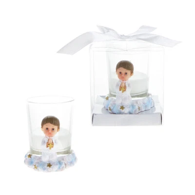 Mega Favors - Juego de velas de resina polivinílica rezando bebé niño pequeño - Azul, 12 piezas Foto 1 de 3