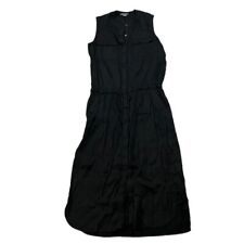 Vince. Womens Black Linen Blend Button Down Drawstring Waist Dress Size Large