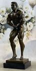 Bronze Sculpture - Musculaire Homme Érotique Mâle Figurine - Marbre Base - Gay