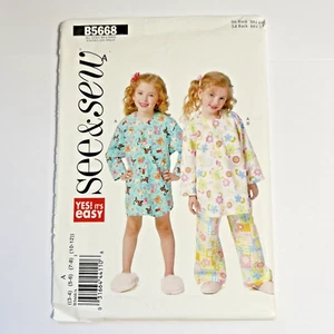 Butterick See & Sew B5668 Girls' Nightshirt & Pajamas Sz 3-12 UNCUT Pattern EASY - Picture 1 of 6