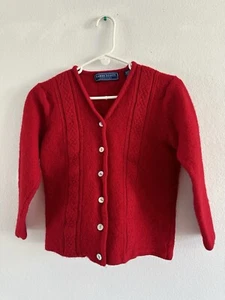 NWOT KAREN SCOTT Red 100%wool cardigan buttons Up Girls & Teens Sweater Size L - Picture 1 of 9