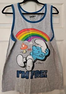 Women's Gray Smurf "I'm Free" Tank Top/ US Size L Women's Apparel/Activewear - Picture 1 of 5