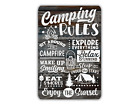 Camping Rules Sign Sit Eat Campfire Sleep Stars Relax Enjoy Sunset Vintage Retro