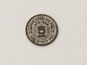 Japan Itazuke US Airbase Airmens Open Mess Vintage 5 Cents Trade Token - Picture 1 of 3