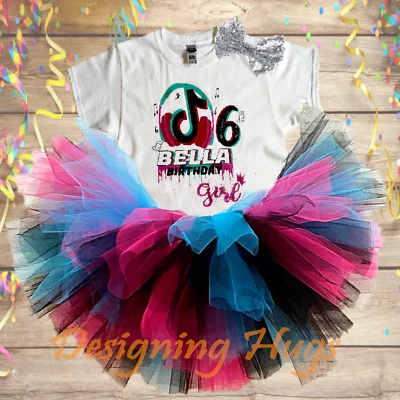 Conjunto de roupa de aniversário musical tutu com arco personalizado camiseta extra fofa feita à mão - Imagem 1 de 4