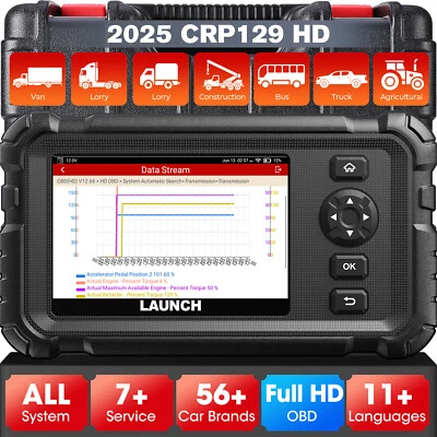 2025 Launch CRP129 HD Elite 24V Diesel Heavy Duty Truck Lorry OBD2 Diagnostic Tool - Image 1 of 4