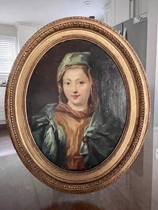 18th Century Circle PORTRAIT OF A WOMAN by Camauër? Oil PARIS French School Oval - Picture 1 of 21