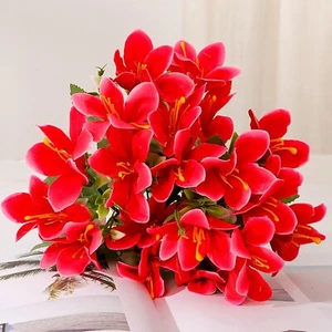 5 Pcs Real Touch Artificial Silk Lily Flowers Fake Bouquet for Office Family ... - Picture 1 of 6