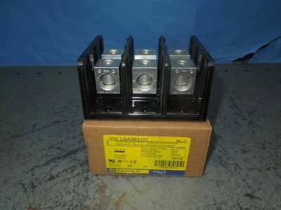 Square D LBA363101  Power Distribution Block #6-350MCM 3P 250/310A 600V Surplus - Image 1 of 4