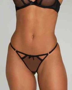 Vintage Agent Provocateur Fia  Black Tulle Thong AP3 UK 10-12 BNWT - Picture 1 of 4