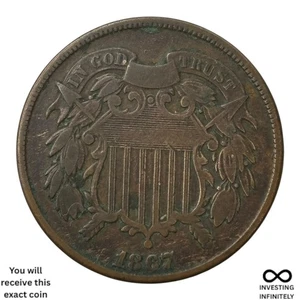 1867 2 Cent Piece X-1388 - Picture 1 of 3