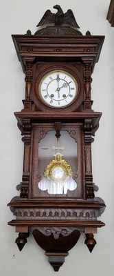 Antiguo reloj de pared Lenzkirch altamente tallado 15 días, hora/huelga, llave de cuerda Foto 1 de 4