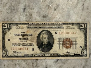 1929 $20 FRBN Fr. 1870G (Chicago) Circulated (minor stain) Low VF note - Picture 1 of 8