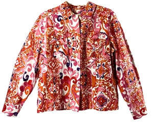 Coldwater Creek Artsy Jacke Damen Large rosa orange Kunst zum Tragen Knopfleiste - Bild 1 von 9