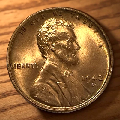 1942-D Lincoln Red Uncirculated Wheat Cent Penny RD US Type Coin Lot C11-379 - Image 1 of 4