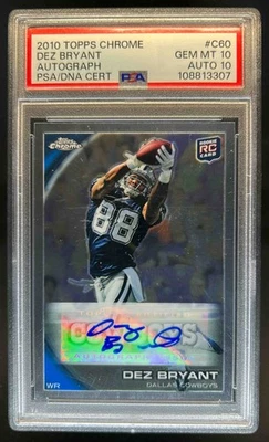 2010 Topps Chrome Dez Bryant Rookie Auto RC Rookie #C60 Cowboys PSA 10/10 - Image 1 of 2