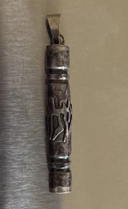 Vintage Sterling Silver Mezuzah Judaica Pendant 2” - Picture 1 of 9
