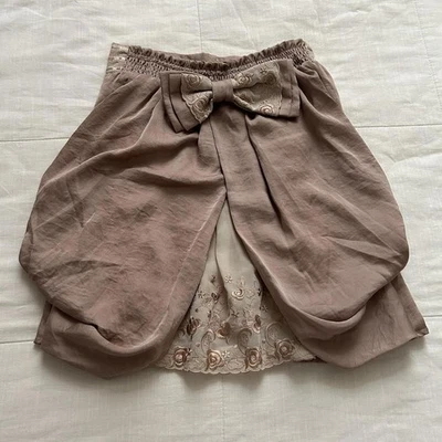Axes Femme tan high waisted bubble back bow detail skirt - Image 1 of 4