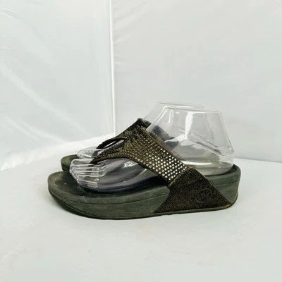 Sandalias de cuña Fitflop marrón con tachuelas de cuero para mujer talla 7’ Foto 1 de 4