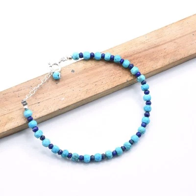 Bracciale/cavigliera in argento sterling 925 Sleeping Beauty Turchese con... - Immagine 1 di 4