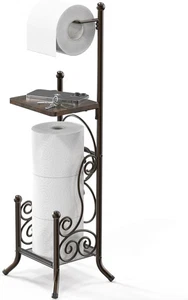 Englischer Stil Badezimmer Toilettenpapier Rollenhalter Ständer mit Regal, Bronze - Bild 1 von 1