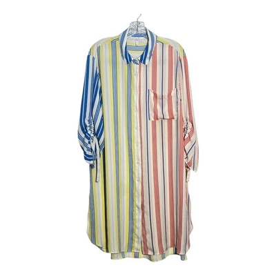 Cato Striped Shirt Dress Multicolor Button Down Tie Sleeve Plus Size - Image 1 of 4