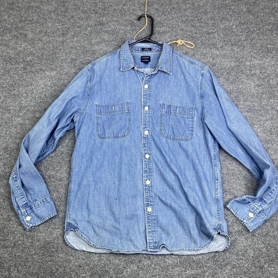J.Crew Chambray Shirt Mens Medium Blue Slim Untucked Long Sleeve Button Front - Image 1 of 4