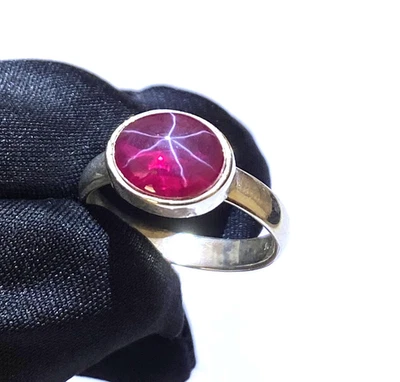 Handmade 925 Silver Pink Star sapphire Ring Jewelry Lab created  Ring - Image 1 of 4