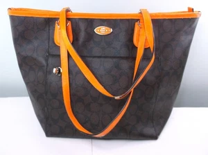 Cartera Coach Bolso de Mano F34080 Caqui y Naranja Neón Bolso Taxi Grande y Bolsa Adjunta - Imagen 1 de 13