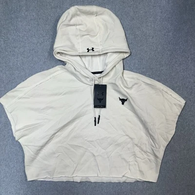 Sudadera con Capucha Recortada Under Armour Project Rock para Mujer Talla Mediana Beige Nueva con Etiquetas Foto 1 de 4