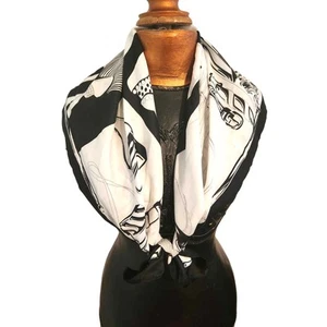 Vintage Large Black & White Poly PURSE HANDBAG BELT Scarf 34" x 34" ITALY EUC!!! - Picture 1 of 6