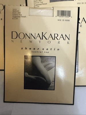 Lot of 6 Donna Karan Women's Sheer Satin Pantyhose Control Top Ivory Medium NWT - Image 1 of 4