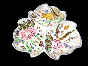 BLUE RIDGE SOUTHERN POTTERY CHINA NOVE ROSE MARTHA 3 PART SNACK TRAY MULTICOLOR - Picture 1 of 9