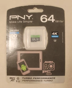 PNY Micro SDXC Card - 64 GB, 4k Ultra HD, Speed 90 MB - Picture 1 of 2