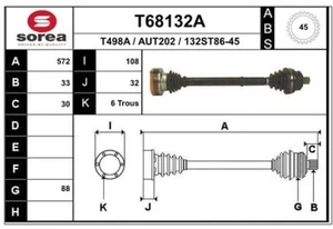 Antriebswelle für AUDI 80 B3/4 90 Coupe Cabriolet 2.0 2.3 VA rechts MT ABS - Bild 1 von 2