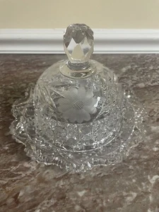 Exquisite Butterdose Tablett aus Glas mit Brillantschliff - Bild 1 von 7