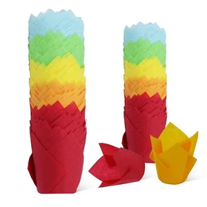 150pcs Tulip Cupcake Liners - Muffin Paper Baking Cups Greaseproof Wrapper Ho... - Picture 1 of 6