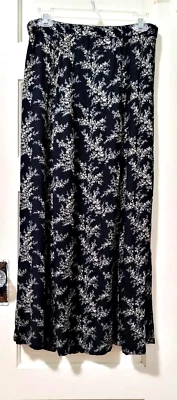 PUTUMAYO Flare 100% RAYON Long Skirt Medium Black Ivory Tan Floral Side Zip EUC - Image 1 of 4