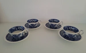 Copeland Spode "Blue Tower" - 4 Tee- oder Kaffeetassen mit passenden Untertassen - Bild 1 von 2