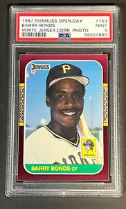1987 DONRUSS OPENING DAY WHITE JERSEY CORR PHOTO #163 BARRY BONDS PSA 9 MINT 889