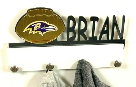 Personalize Coat Hanger Baltimore Ravens Bag Hat Rack Towel Hook Wall Organizer Cover