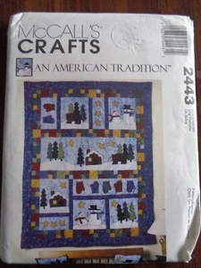 CRAFT SEW PATTERN MCCALL'S 2443 QUILT MANTLE COVER PILLOW STOCKINGS UNCUT - Picture 1 of 2