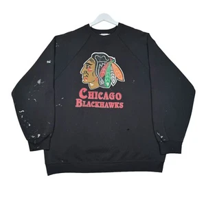 Vintage 90s Chicago Blackhawks Sweatshirt Mens 2XLT Tultex NHL Hockey Crewneck - Picture 1 of 12