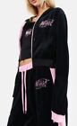 Winx schwarz & rosa Velours Diamant Kristalle Hoodie Trainingsanzug Jacke Übergröße 3XL