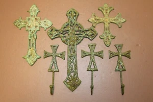 Distressed Shabby Colors Cast Iron Wall Cross Collection Gift Set - Lewis 6 - Picture 1 of 9