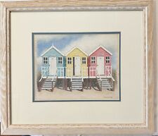 Beach Huts Trio Martin Wiscombe 16"x14" Framed Art Print Coastal Seaside Royalty