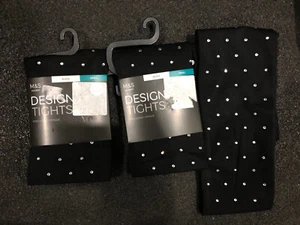 3 X Marks and Spencer M&S Embellished Opaque Tights Small Black £30 - Picture 1 of 7