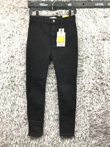 Pull & Bear High Waist Skinny Jeans Girls Size 8 Dark Wash Black Denim - Picture 1 of 14